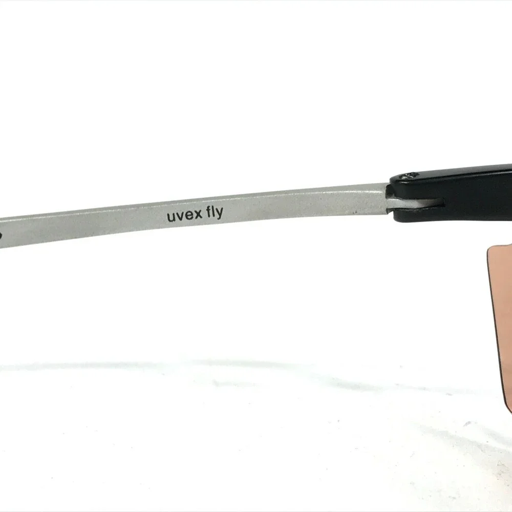 Uvex Fly Sunglasses Matte Black Gray Wrap Frames with Pink Lenses 69-15-135